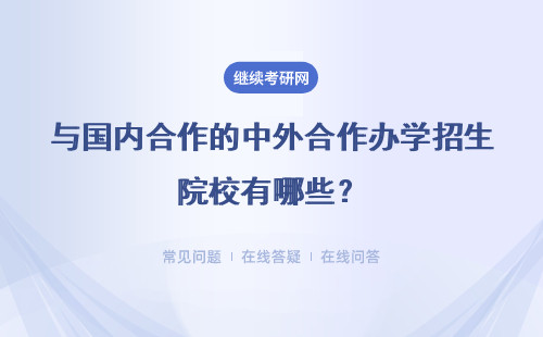 与国内合作的中外合作办学招生院校有哪些？详细说明