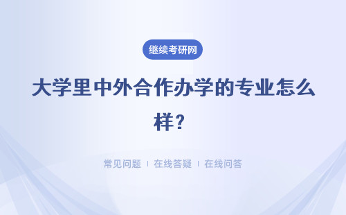 大学里中外合作办学的专业怎么样？具体说明