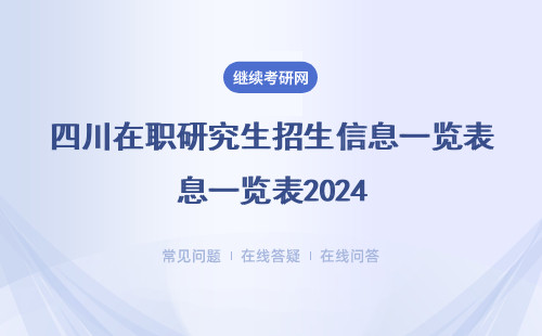  四川在职研究生招生信息一览表2024（附招生院校、专业、学费表)