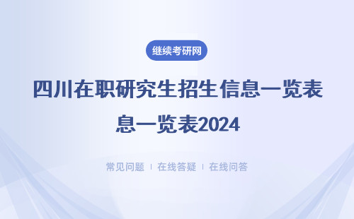  四川在職研究生招生信息一覽表2024（附招生院校、專業、學費表)