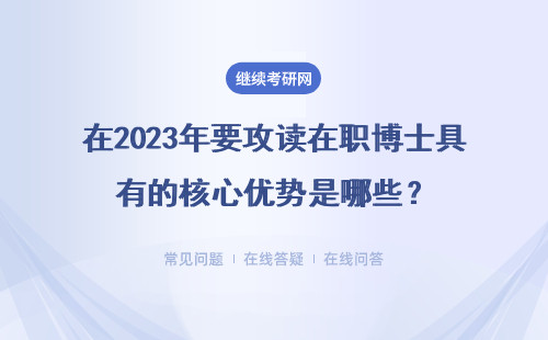在2023年要攻读在职博士具有的核心优势是哪些？具体说明