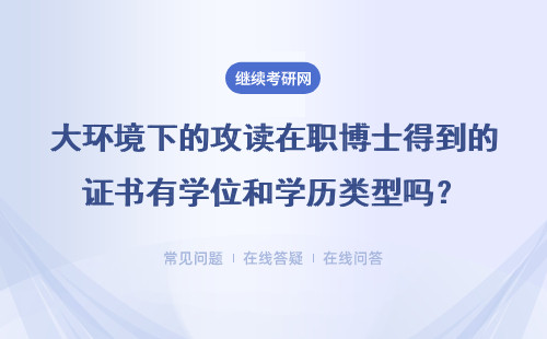 大环境下的攻读在职博士得到的证书有学位和学历类型吗？详细说明