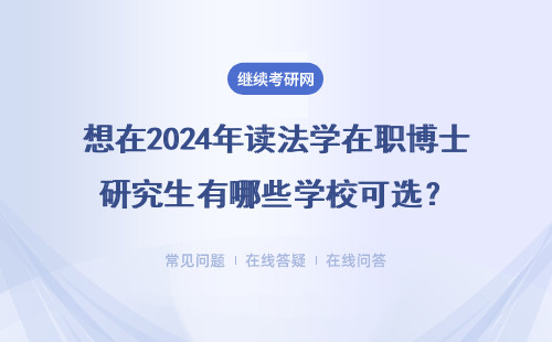 想在2024年读法学在职博士研究生有哪些学校可选？具体说明