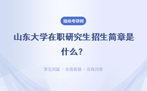 山東大學在職研究生招生簡章是什么？招生方式 專業