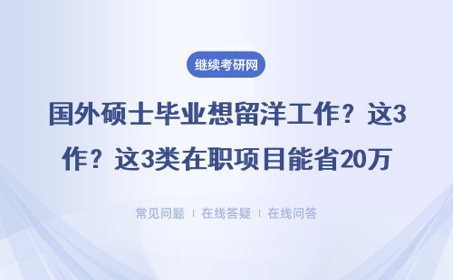 国外硕士毕业想留洋工作？这3类在职项目能省20万学费