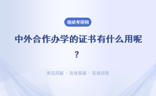 中外合作办学的证书有什么用呢？有没有给发毕业证的合办项目呢？