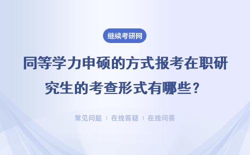 同等学力申硕的方式报考在职研究生的考查形式有哪些？详情